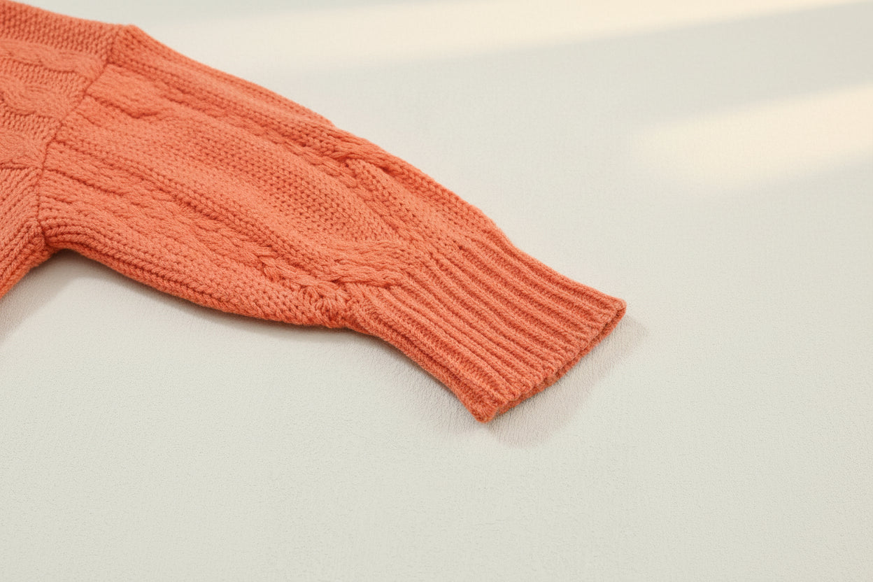 Ribbed Trim Eyelet Cable Knit Cardigan — View 23