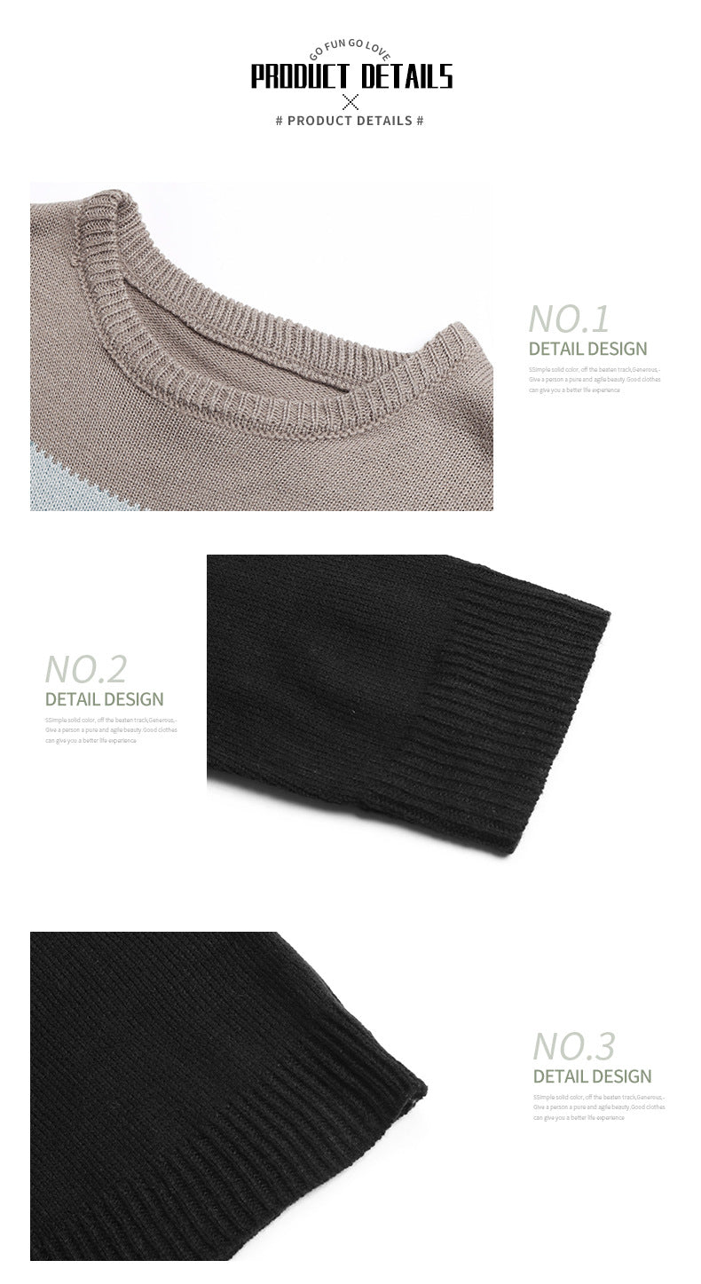 color-block knit pullover