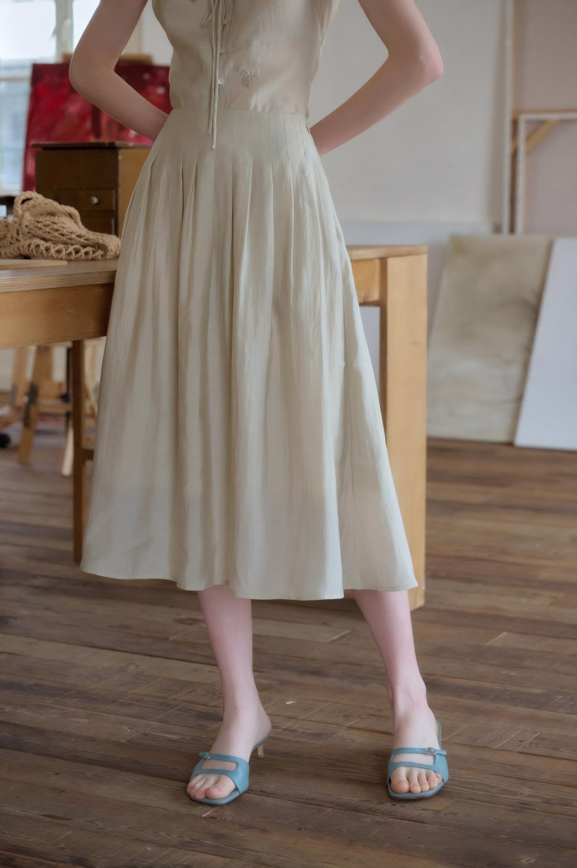 ELNOVÉ Thomasine Embroidered Tencel Skirt