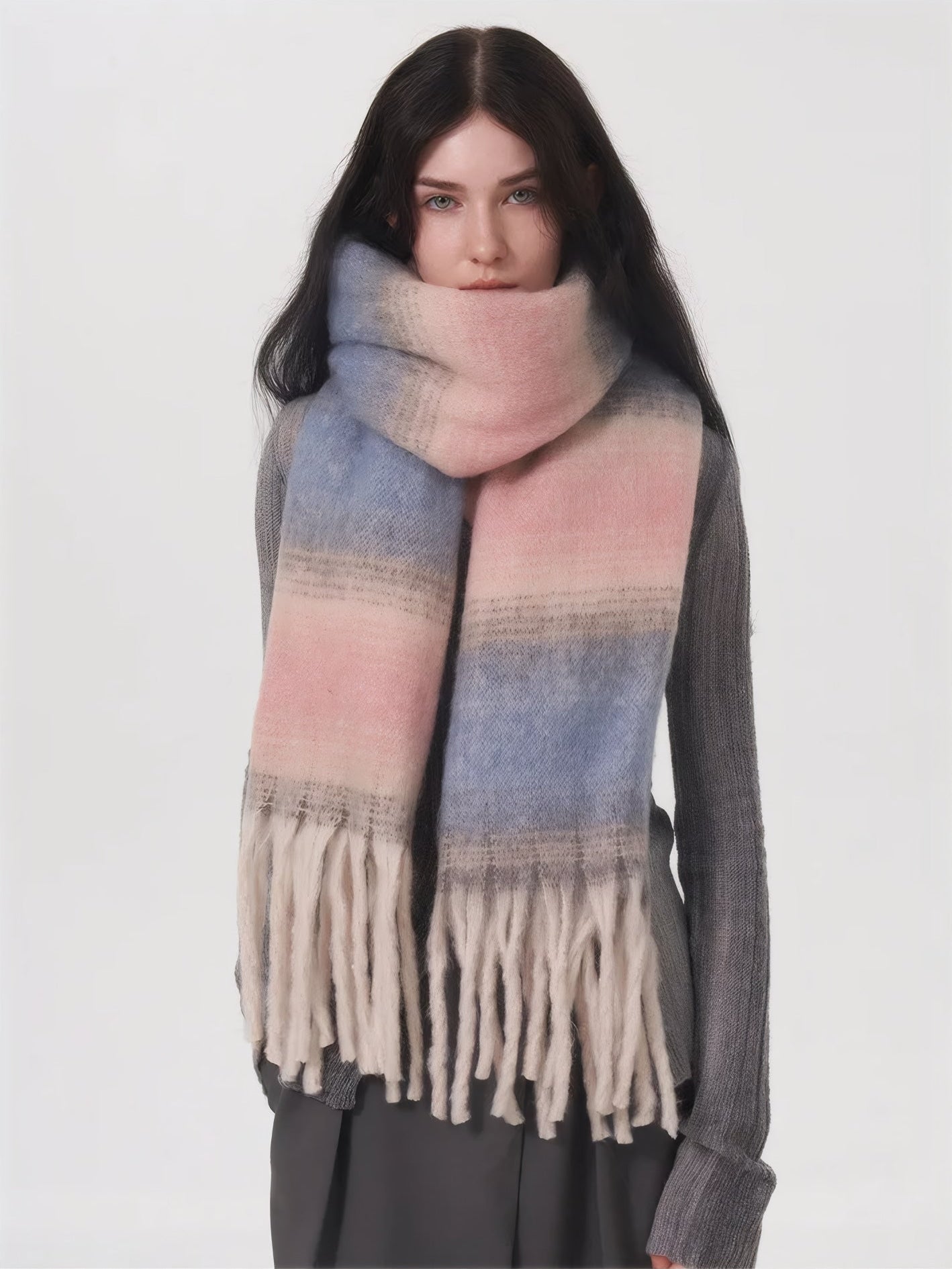 ELNOVÉ Vanessa Striped Tassel Scarf
