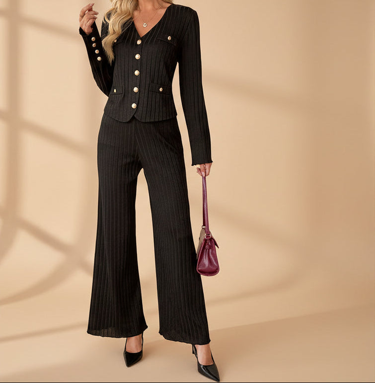 Minimalist Coat & Wide-Leg Pants Set