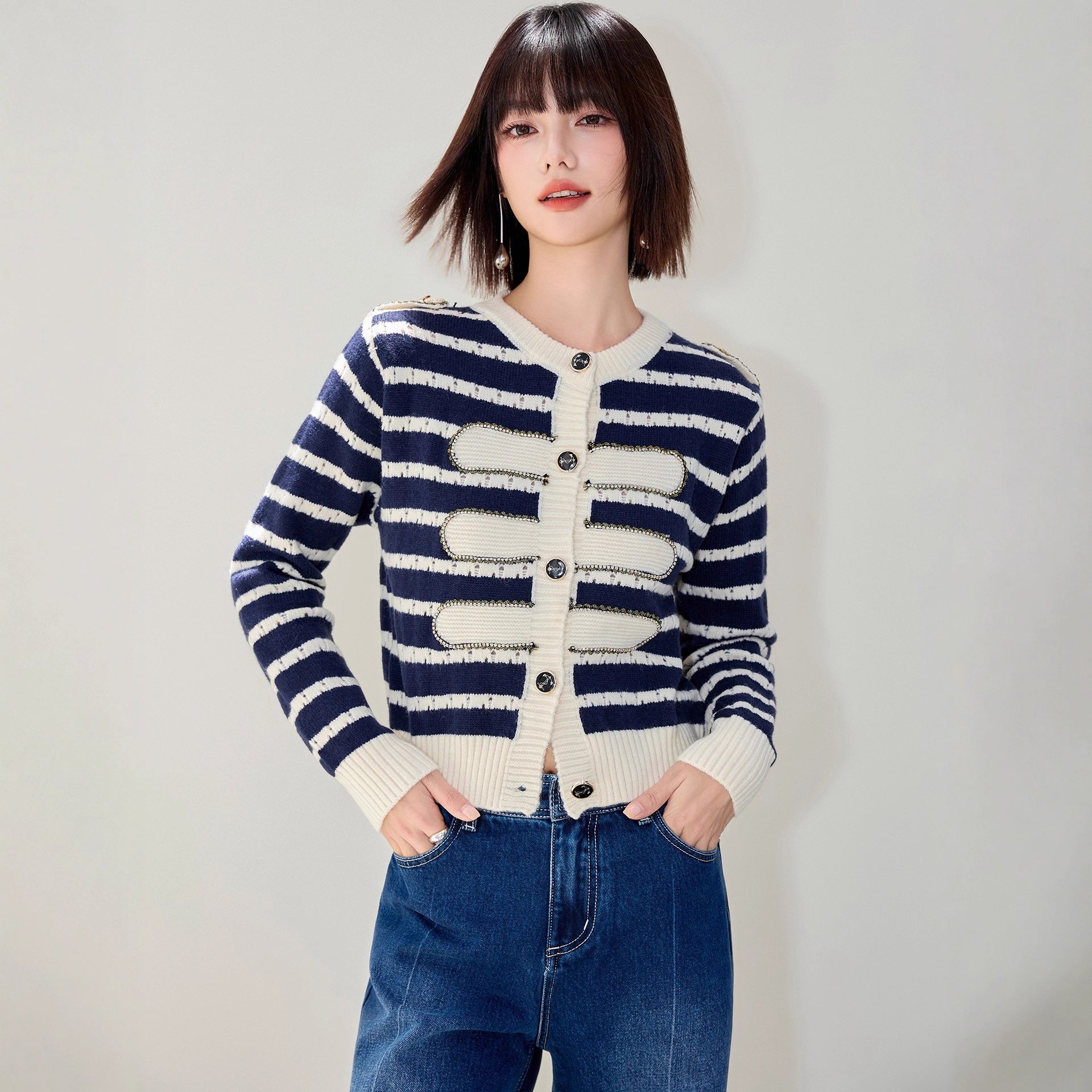 ELNOVÉ Constance Cardigan Rayé