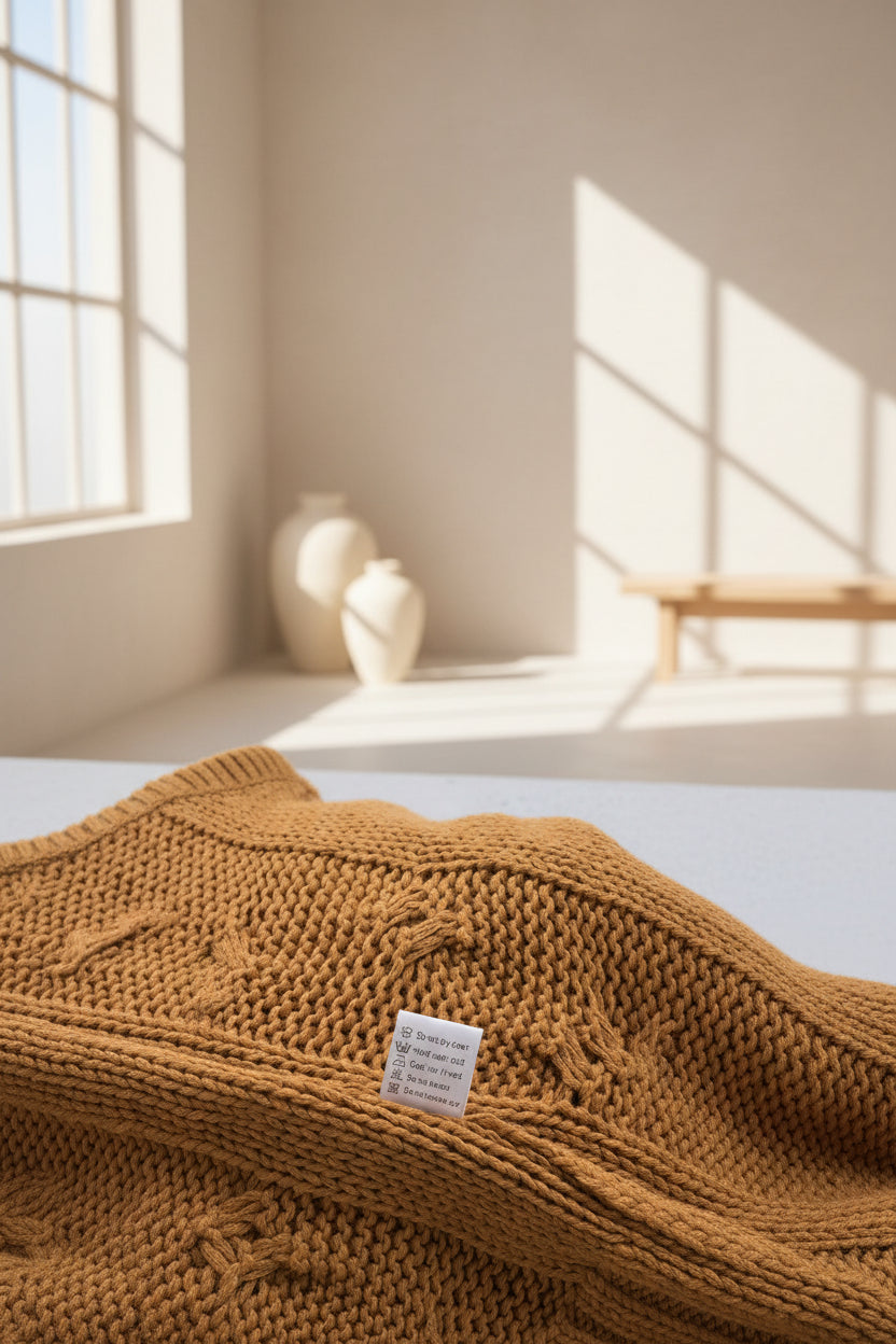 Cable-Knit Handmade Turtleneck Sweater — Detail View 14