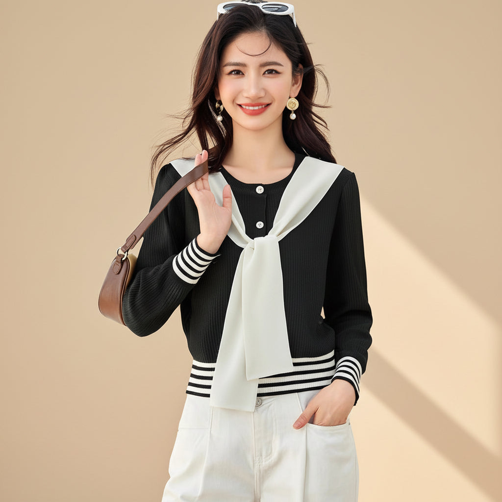 Shoulder Shawl Knit Top — View 1