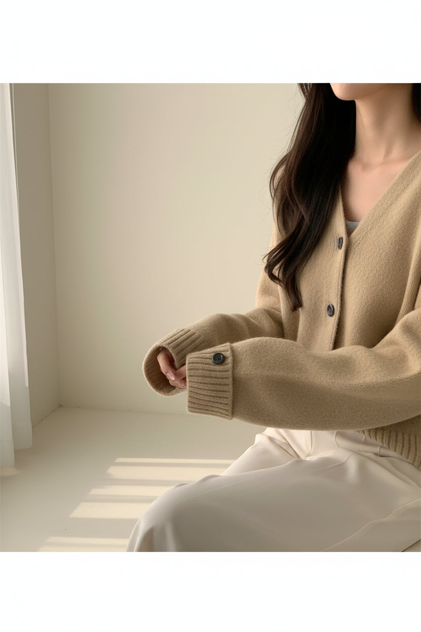 ELNOVÉ V-Neck Knit Cardigan