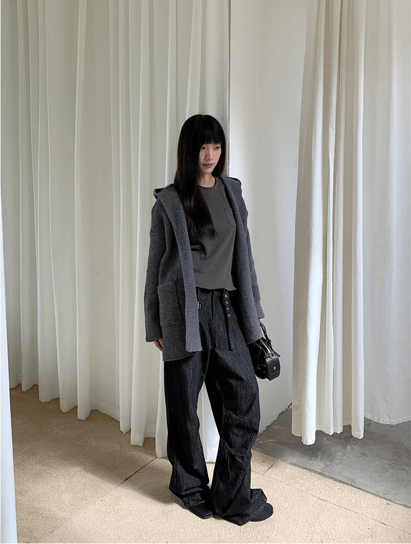 Héloïse Hooded Ribbed Knit Sweater