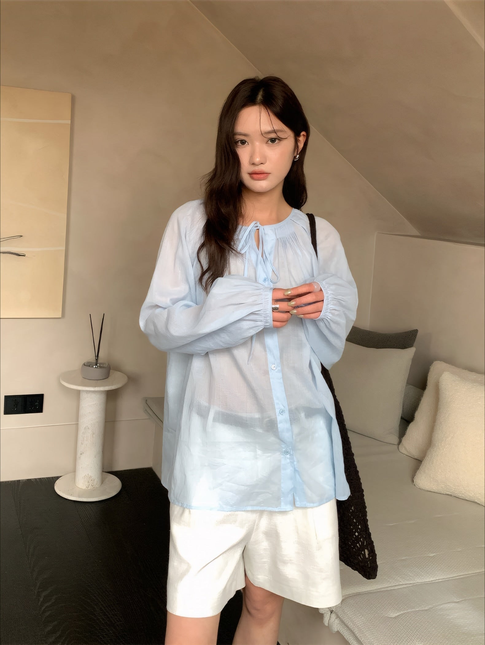 ELNOVÉ Alexandra Tie-Neck Blouse