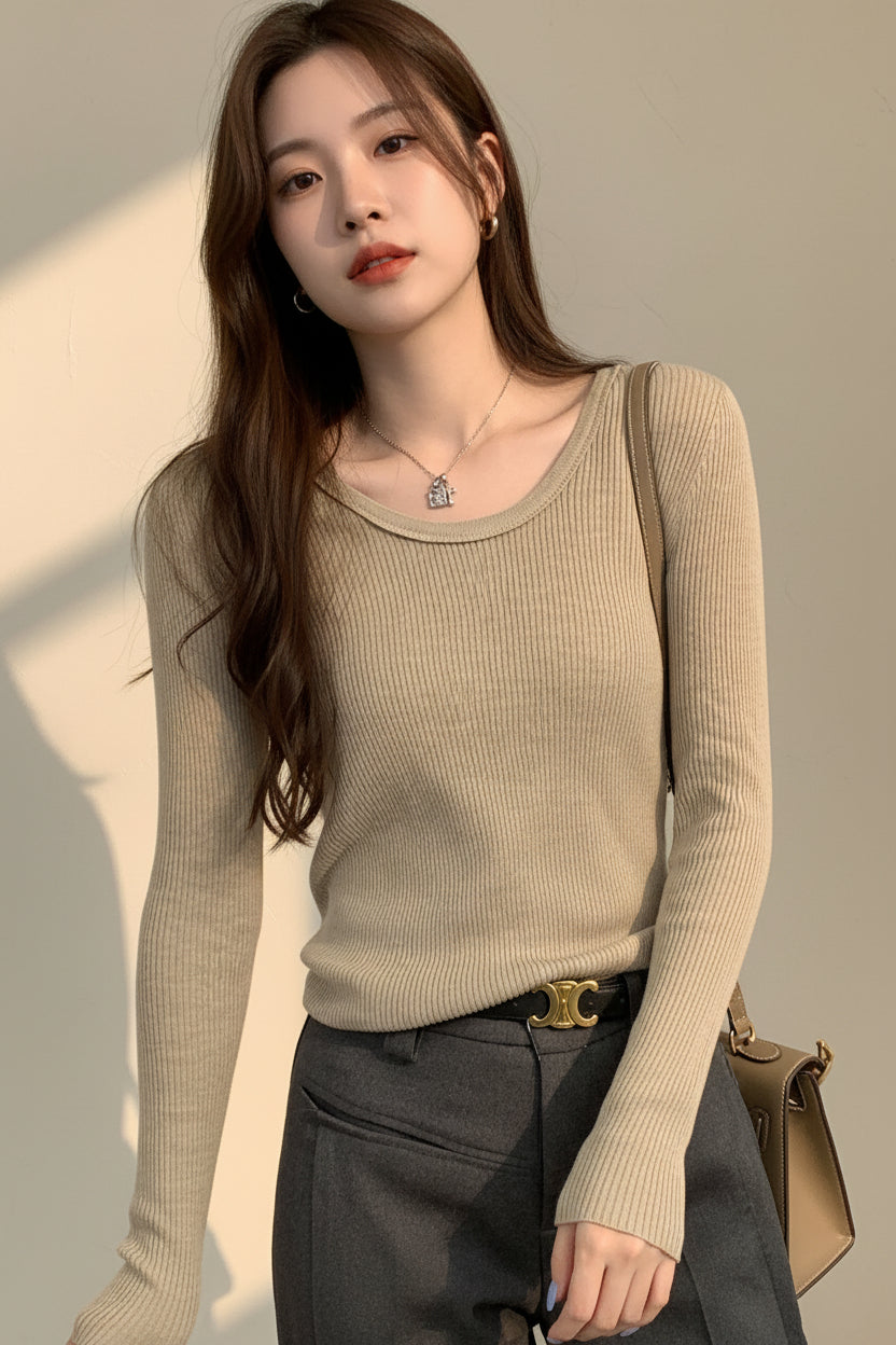 ELNOVÉ Slim Fit Knit Sweater Top