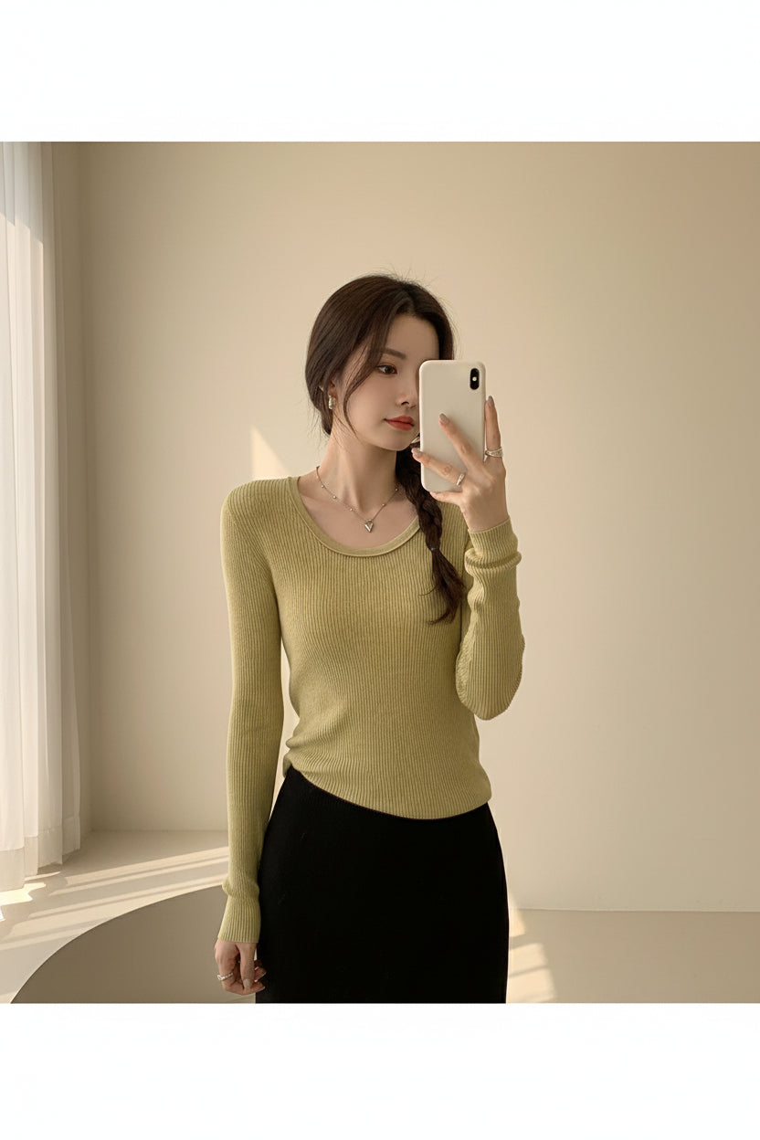 ELNOVÉ Slim Fit Knit Sweater Top