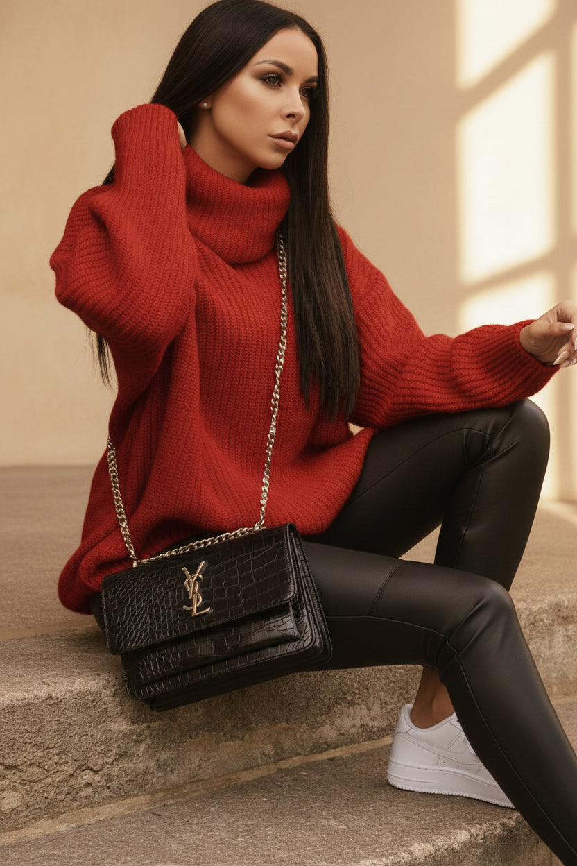 ELNOVÉ Knit Long Sleeve Sweater Dress