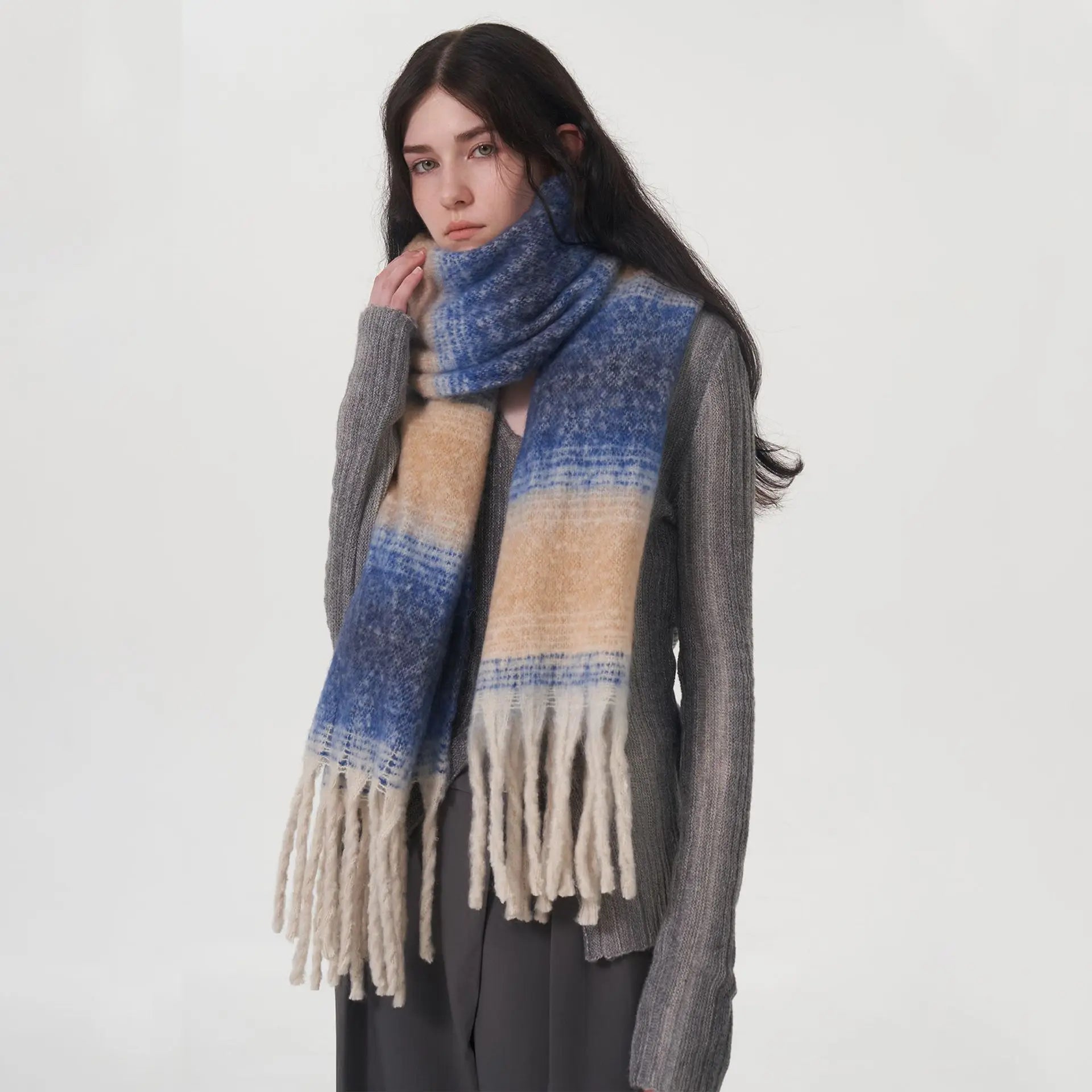 ELNOVÉ Vanessa Striped Tassel Scarf