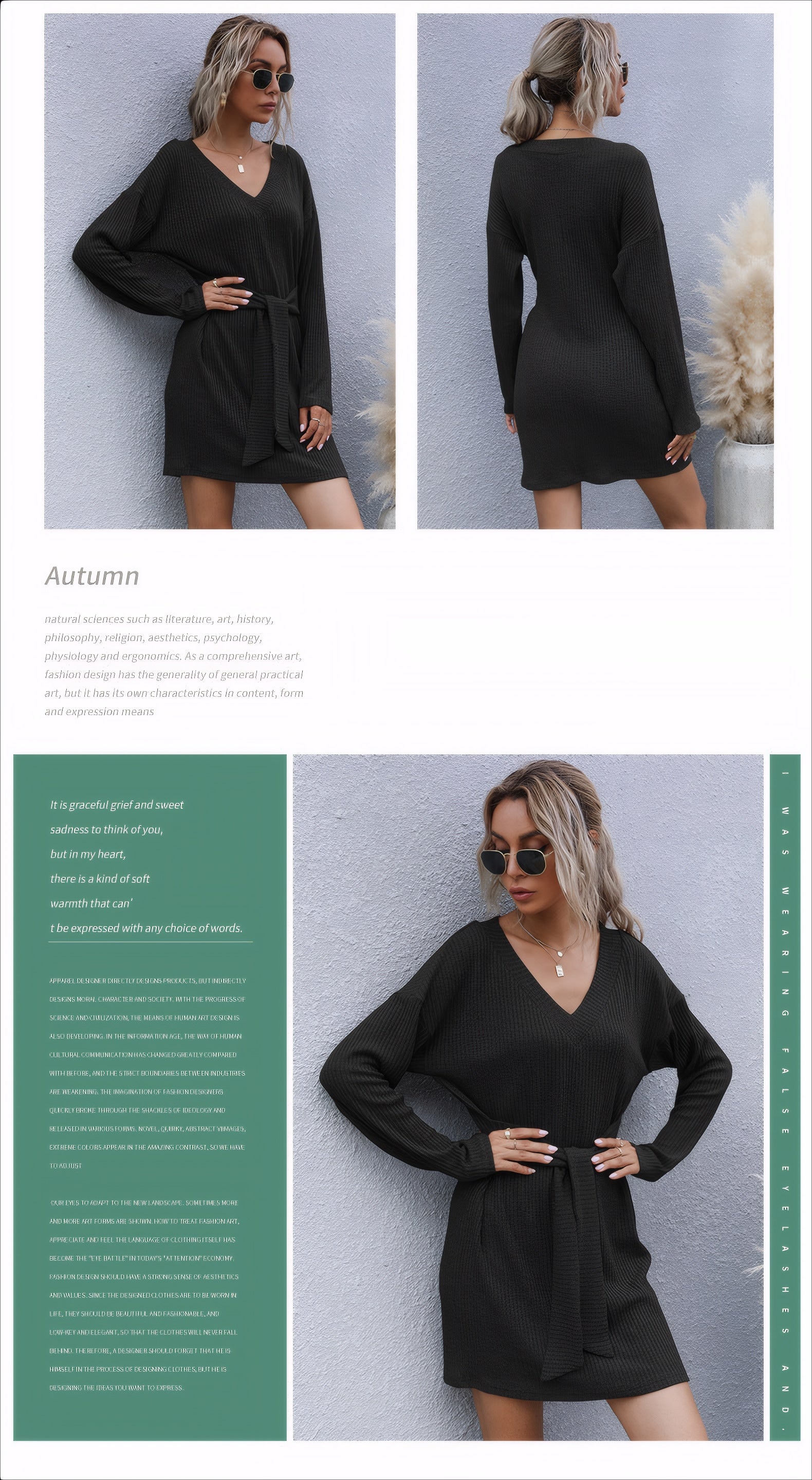 ELNOVÉ Nathalie V-Neck Knit Dress