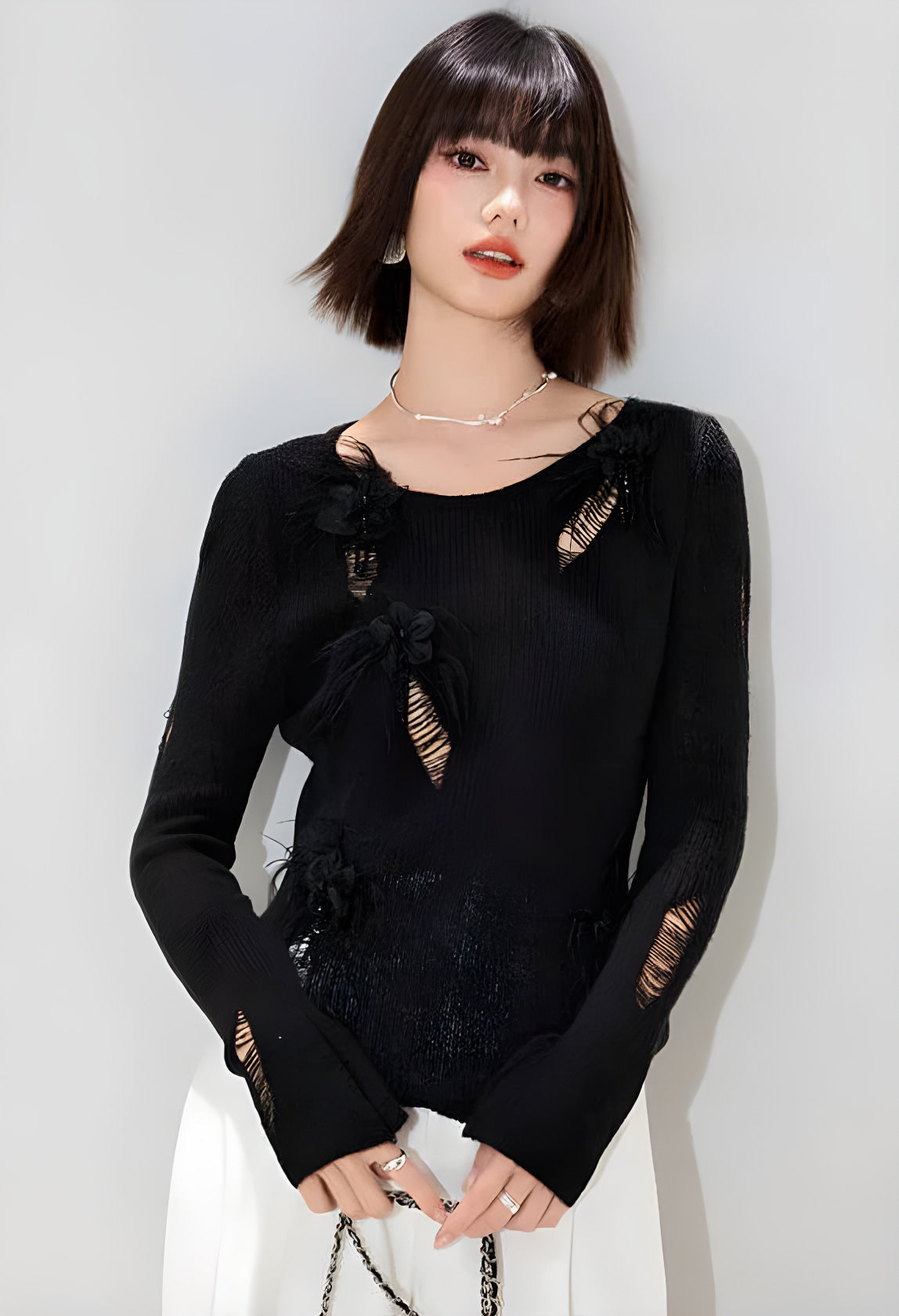 Émeline Durchbrochener Pullover