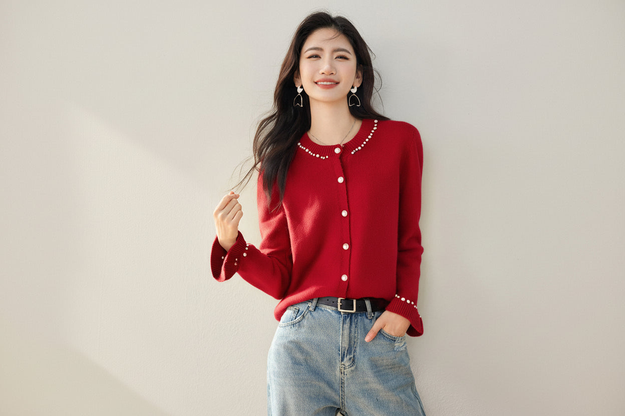 Beaded Bell Sleeve Knit Cardigan — View 5