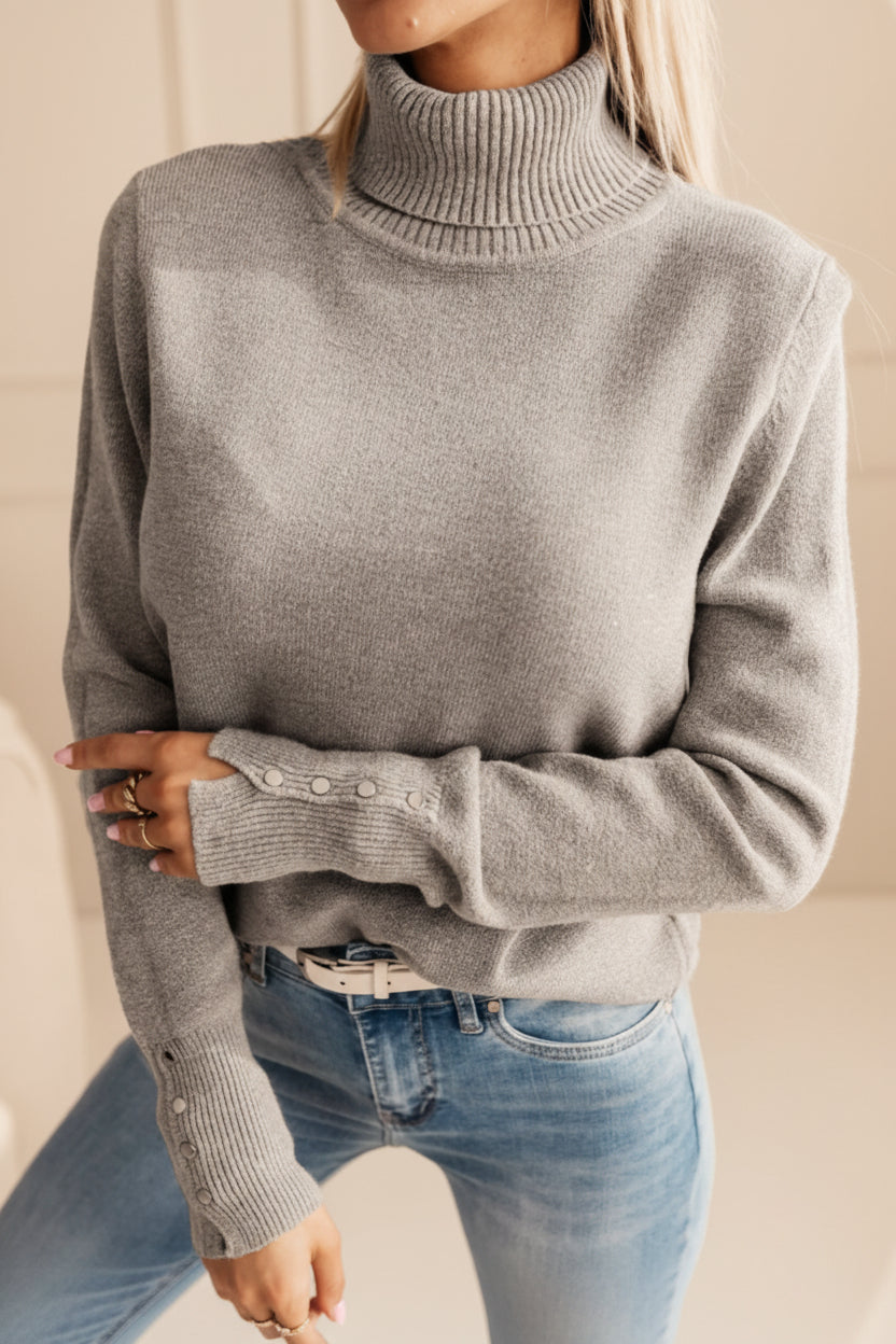 Notched-Collar Knit Pullover