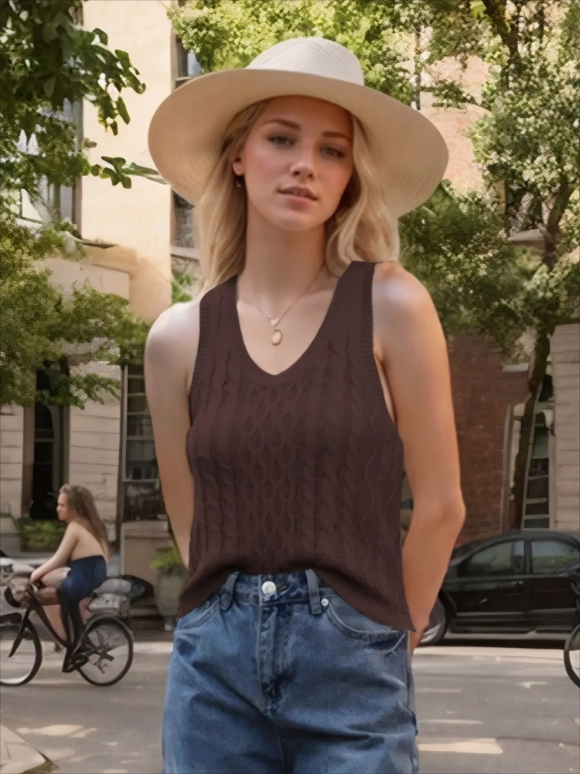 ELNOVÉ Angèle V-Neck Knit Vest