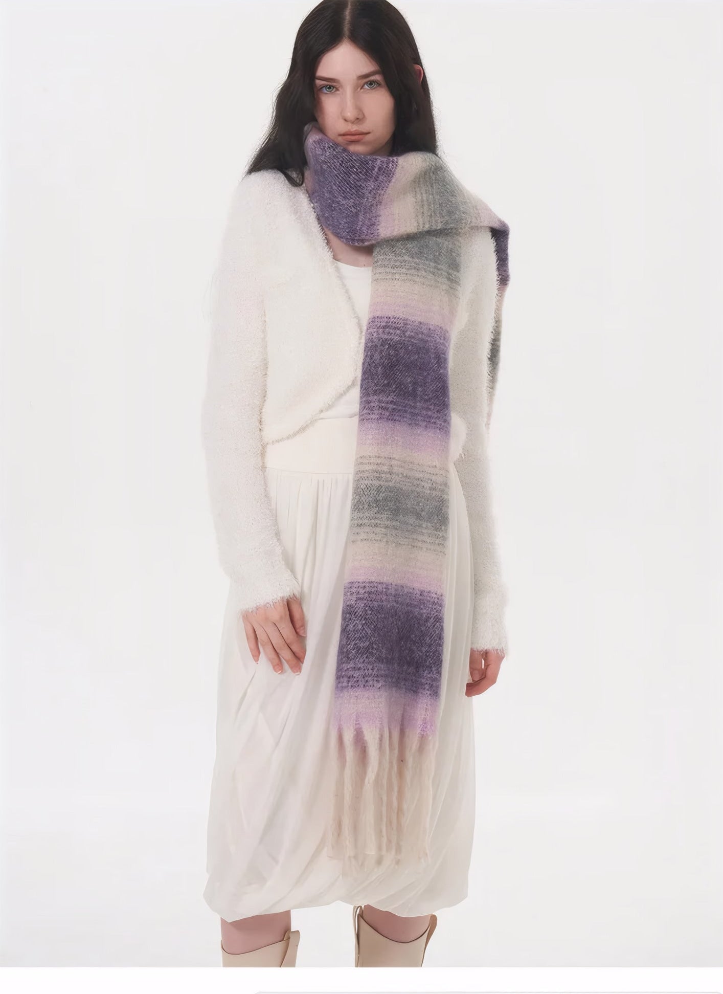 ELNOVÉ Vanessa Striped Tassel Scarf