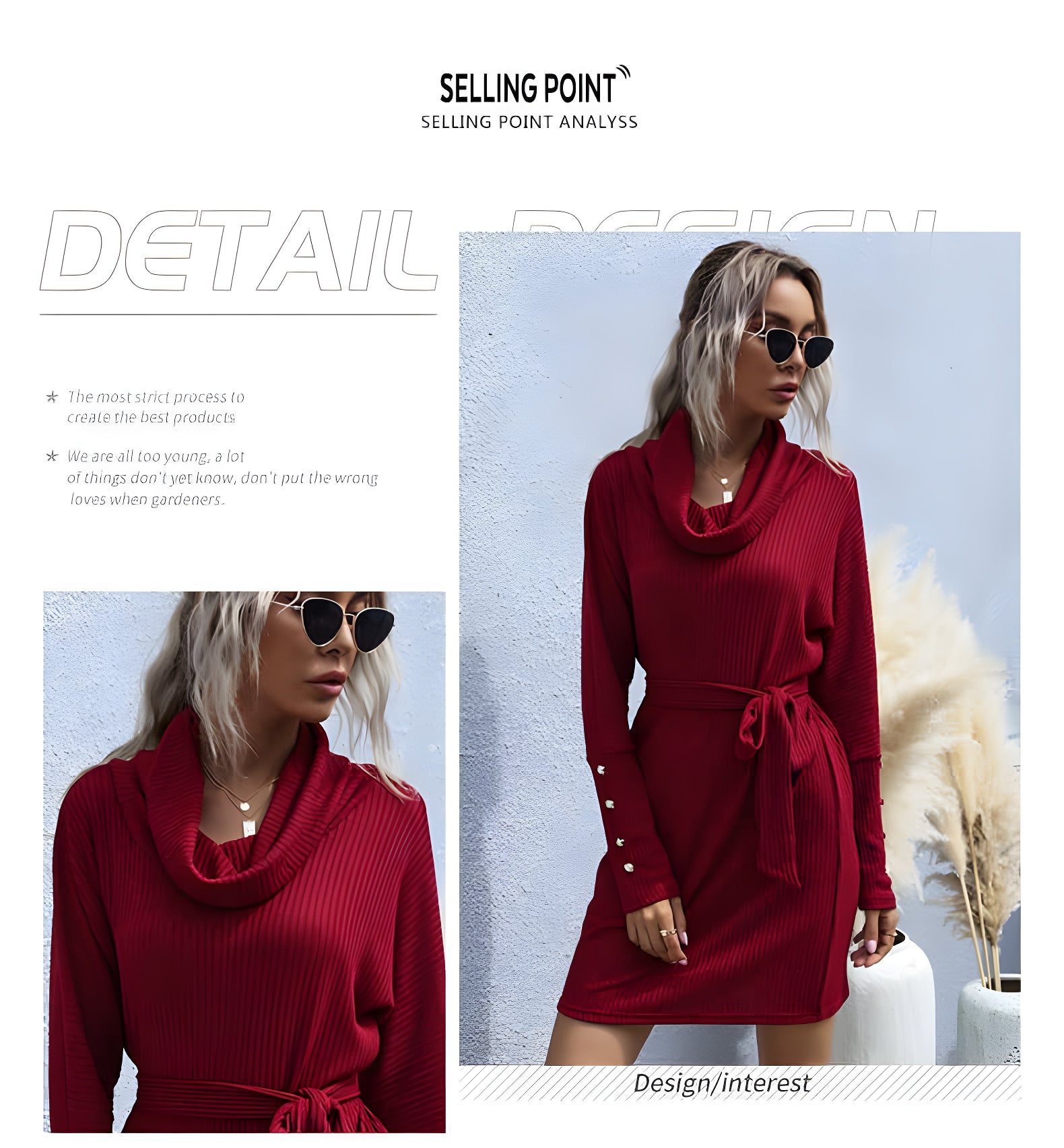 Madeleine Turtleneck Knit Midi Dress#Color_Burgundy