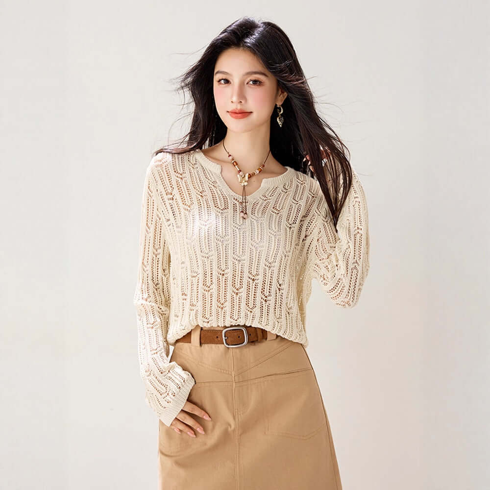 Solène Openwork Knit Pullover
