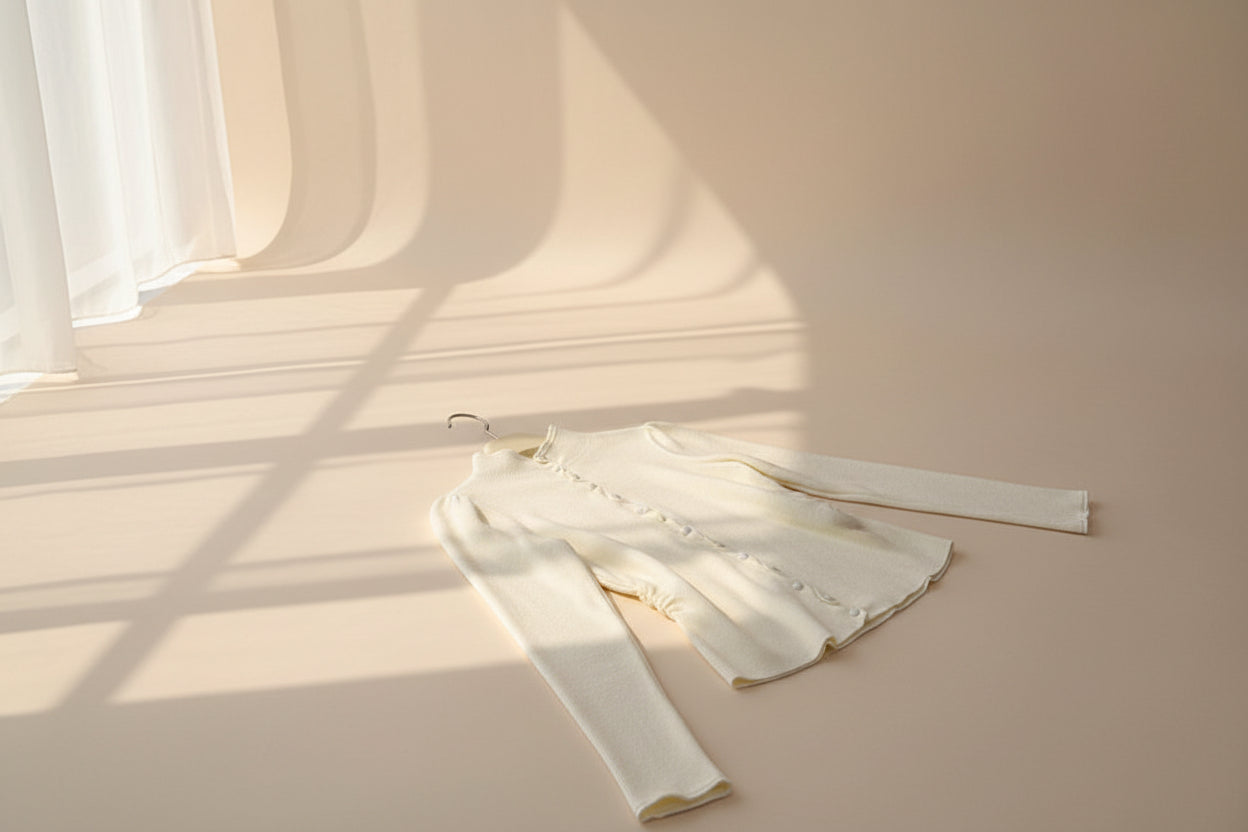 High Neck Buttoned Chunky Knit Sweater — Back View