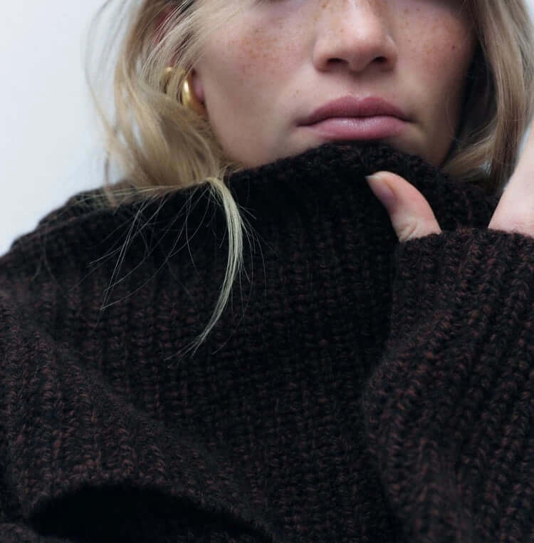 cowl-neck knit sweater