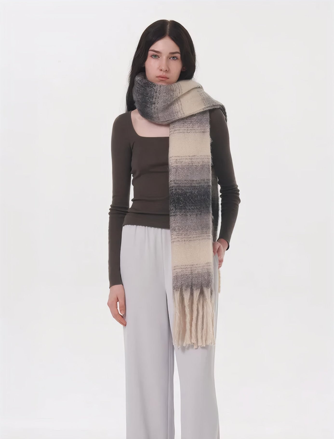 ELNOVÉ Vanessa Striped Tassel Scarf