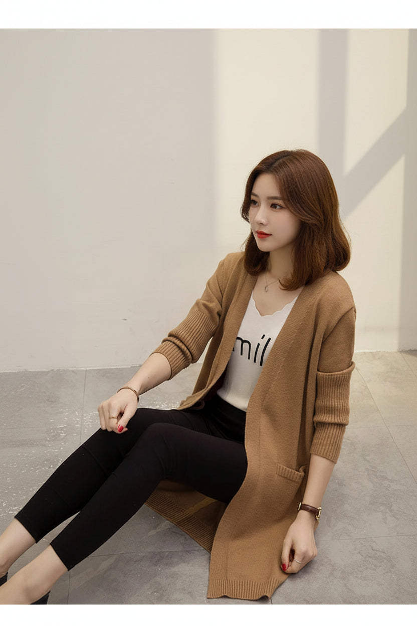 Relaxed Knit Cardigan — Front View