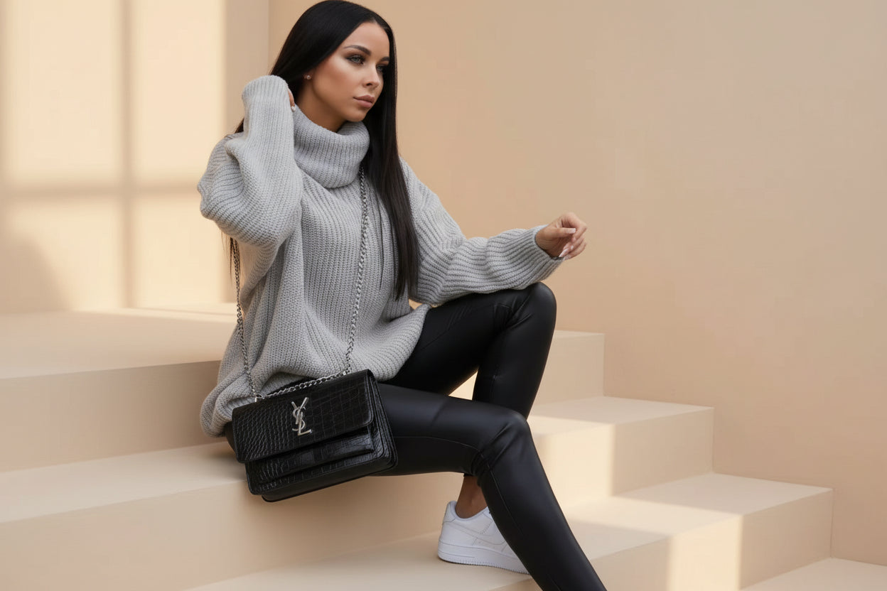 ELNOVÉ Knit Long Sleeve Sweater Dress