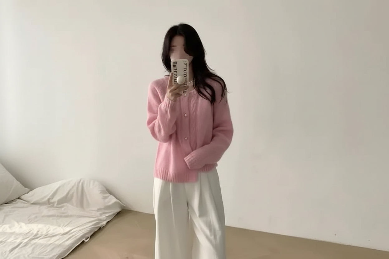 Cable Knit Round Neck Sweater — Detail View 7