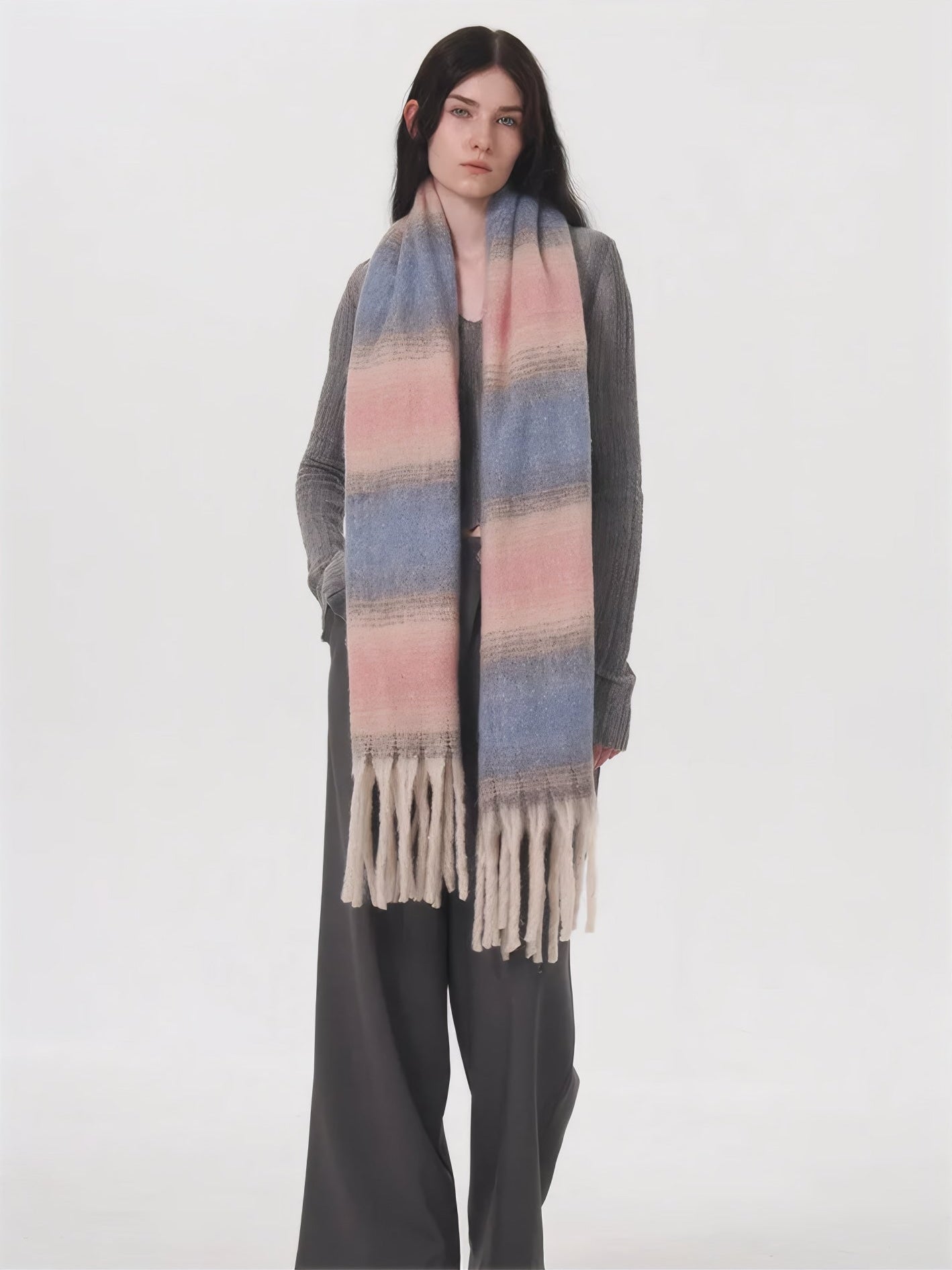 ELNOVÉ Vanessa Striped Tassel Scarf