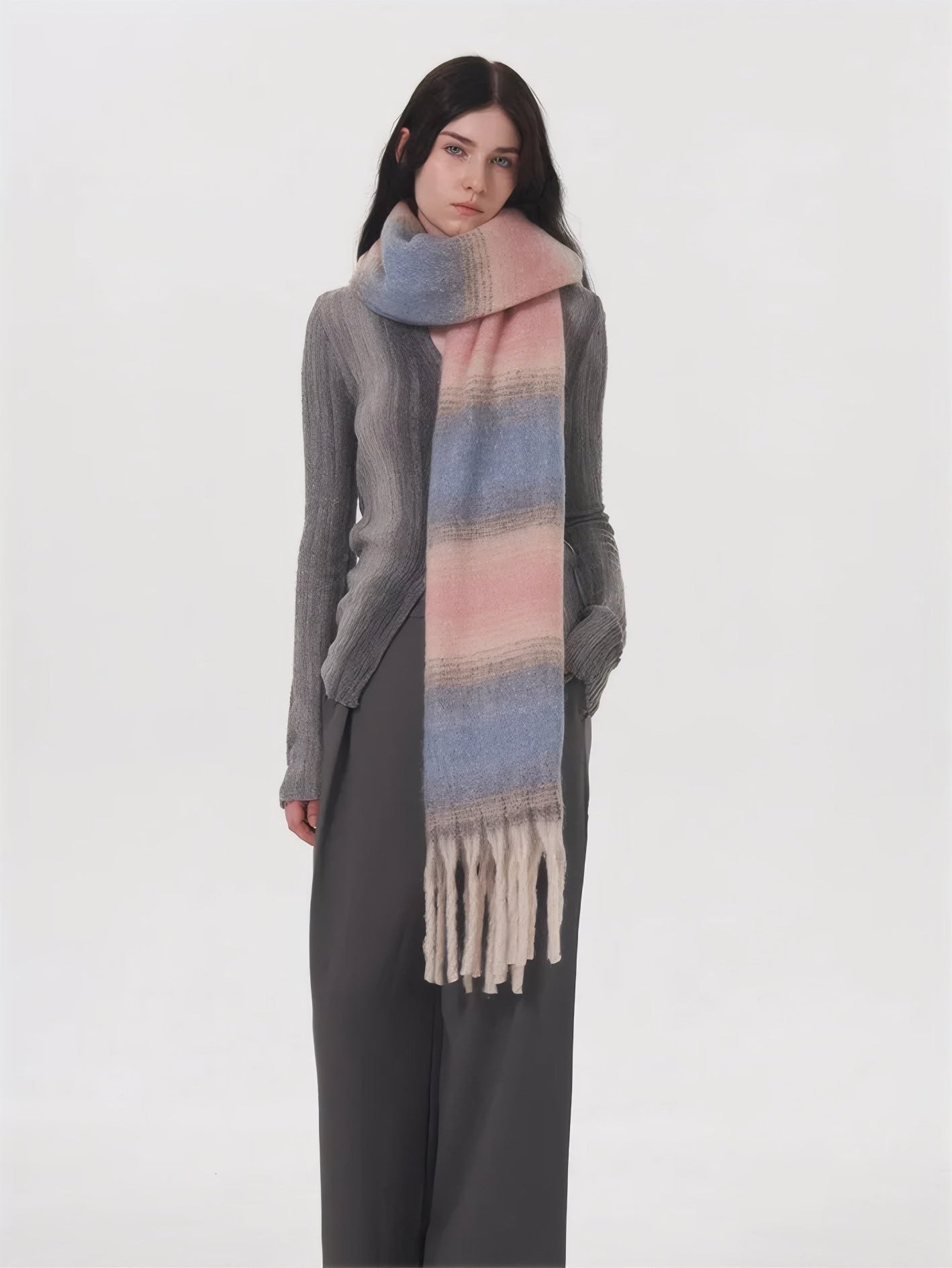 ELNOVÉ Vanessa Striped Tassel Scarf