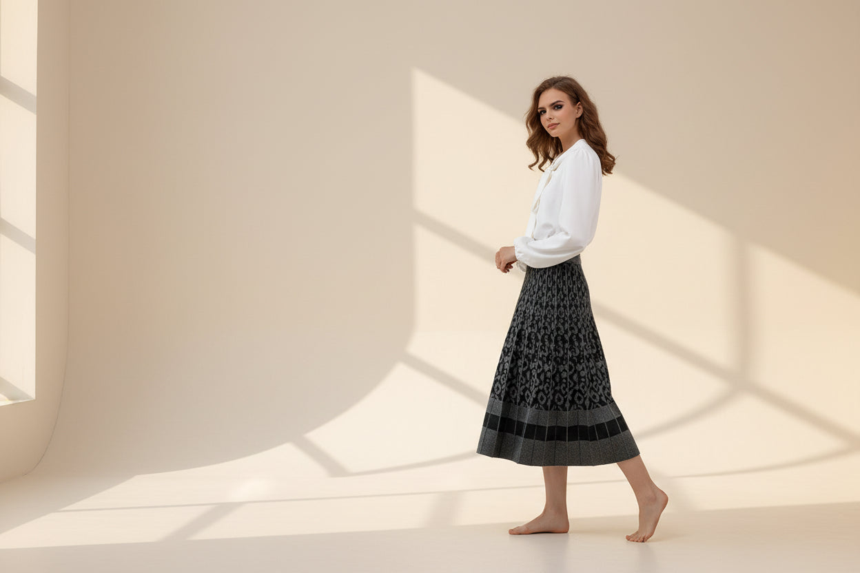 ELNOVÉ Knit Maxi A-Line Skirt