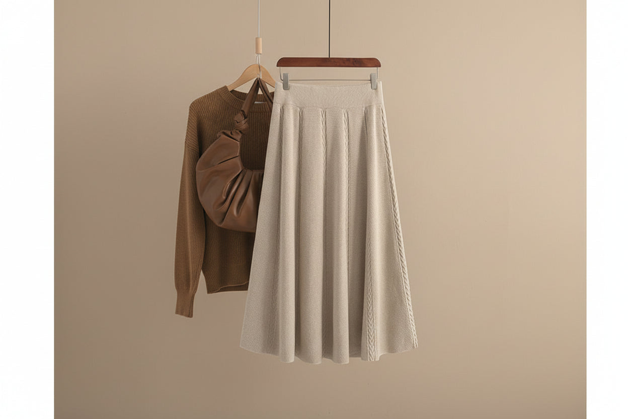 ELNOVÉ Knit A-Line Umbrella Skirt