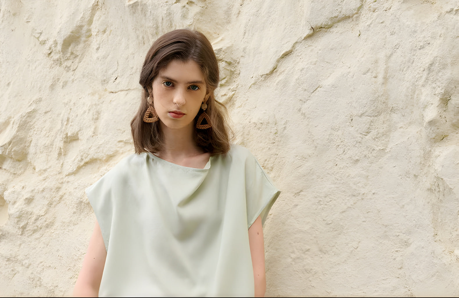 Simone Tencel Swing-Collar Belted Top