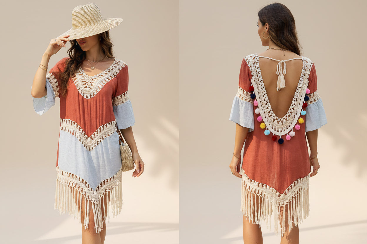 ELNOVÉ Crochet Beach Cover-Up