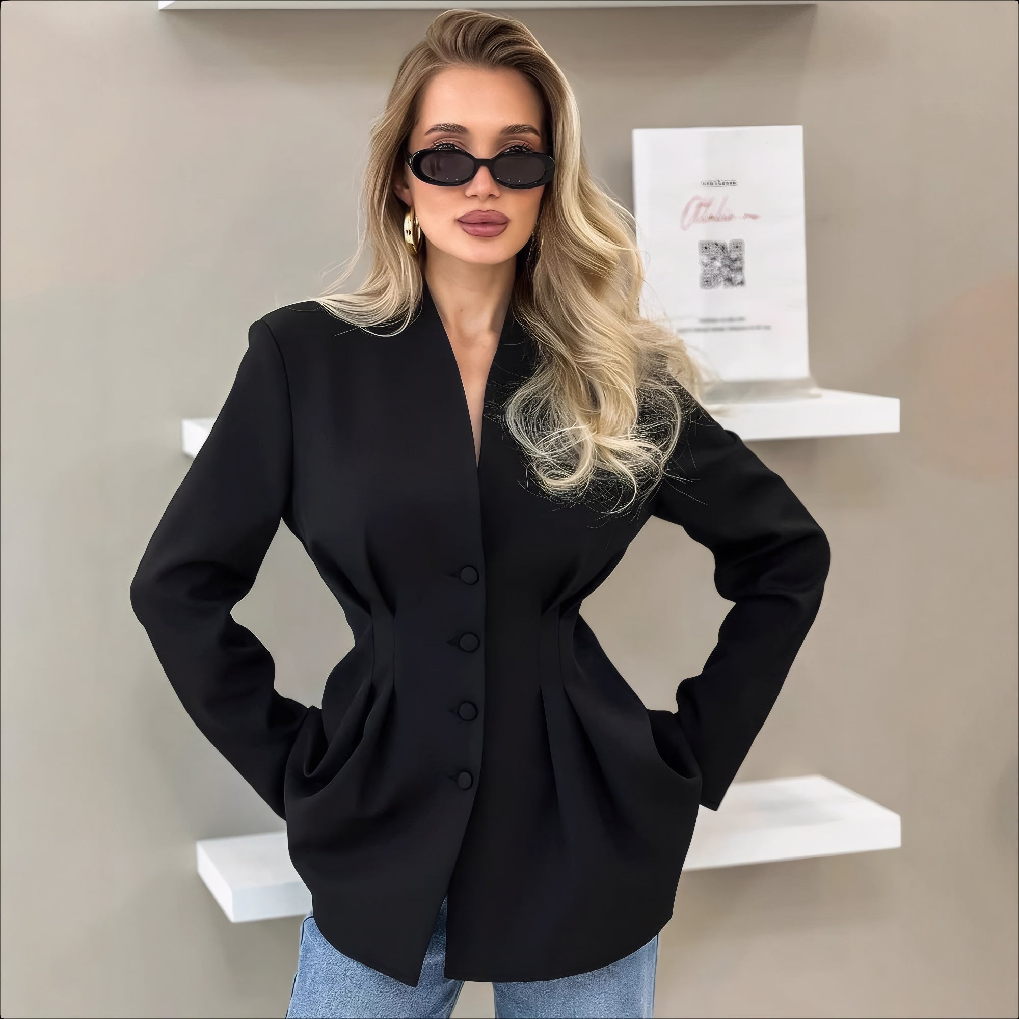 ELNOVÉ Cécile Giacca Collo a V