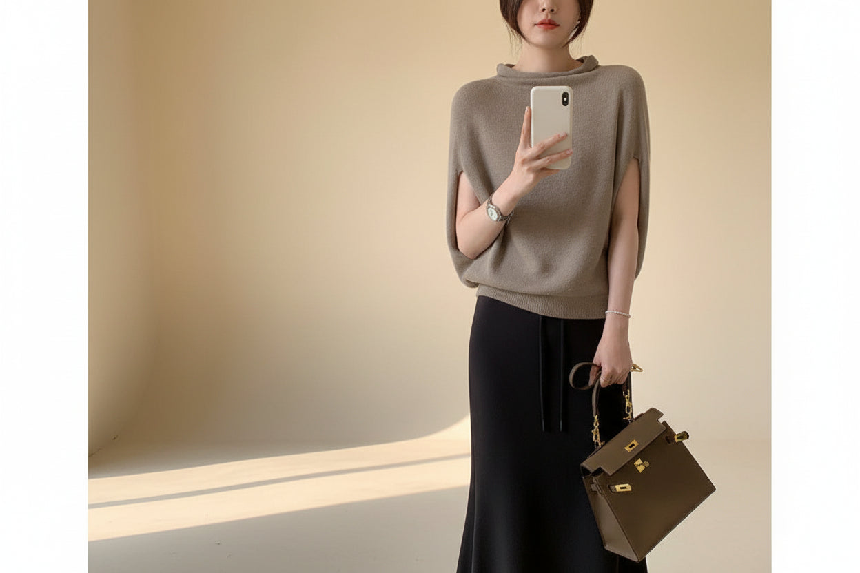 ELNOVÉ Batwing Shawl Knit Cape