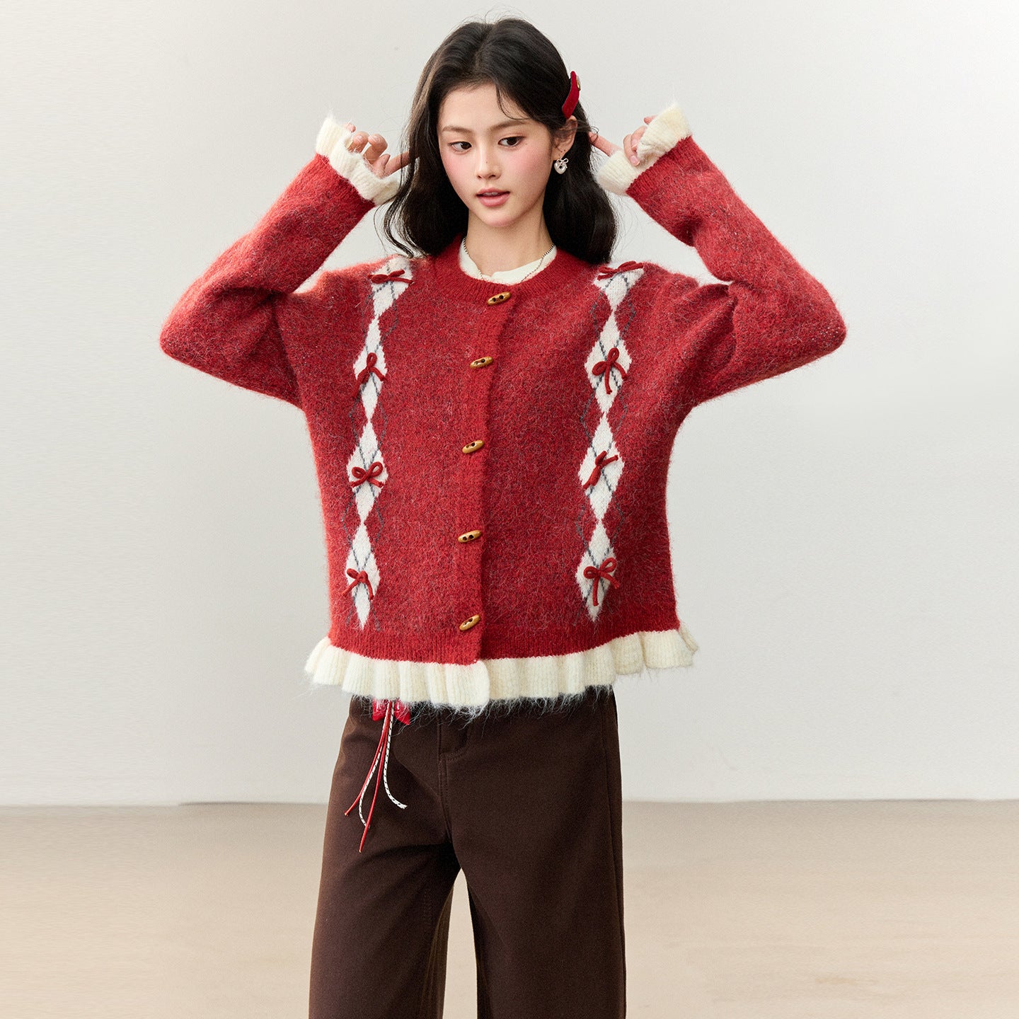 ELNOVÉ Éloise Cardigan con dettaglio di fiocco