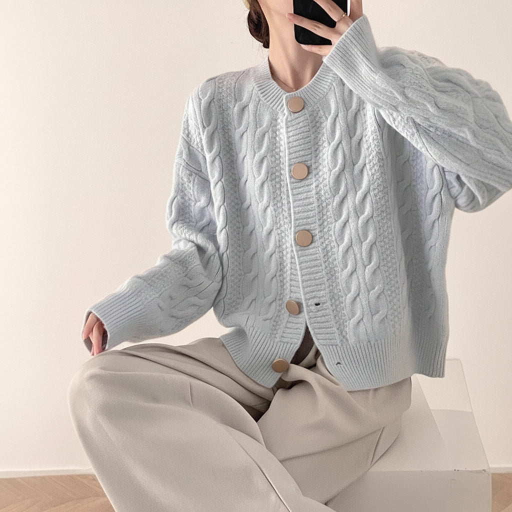 Short Cable Knit Cardigan