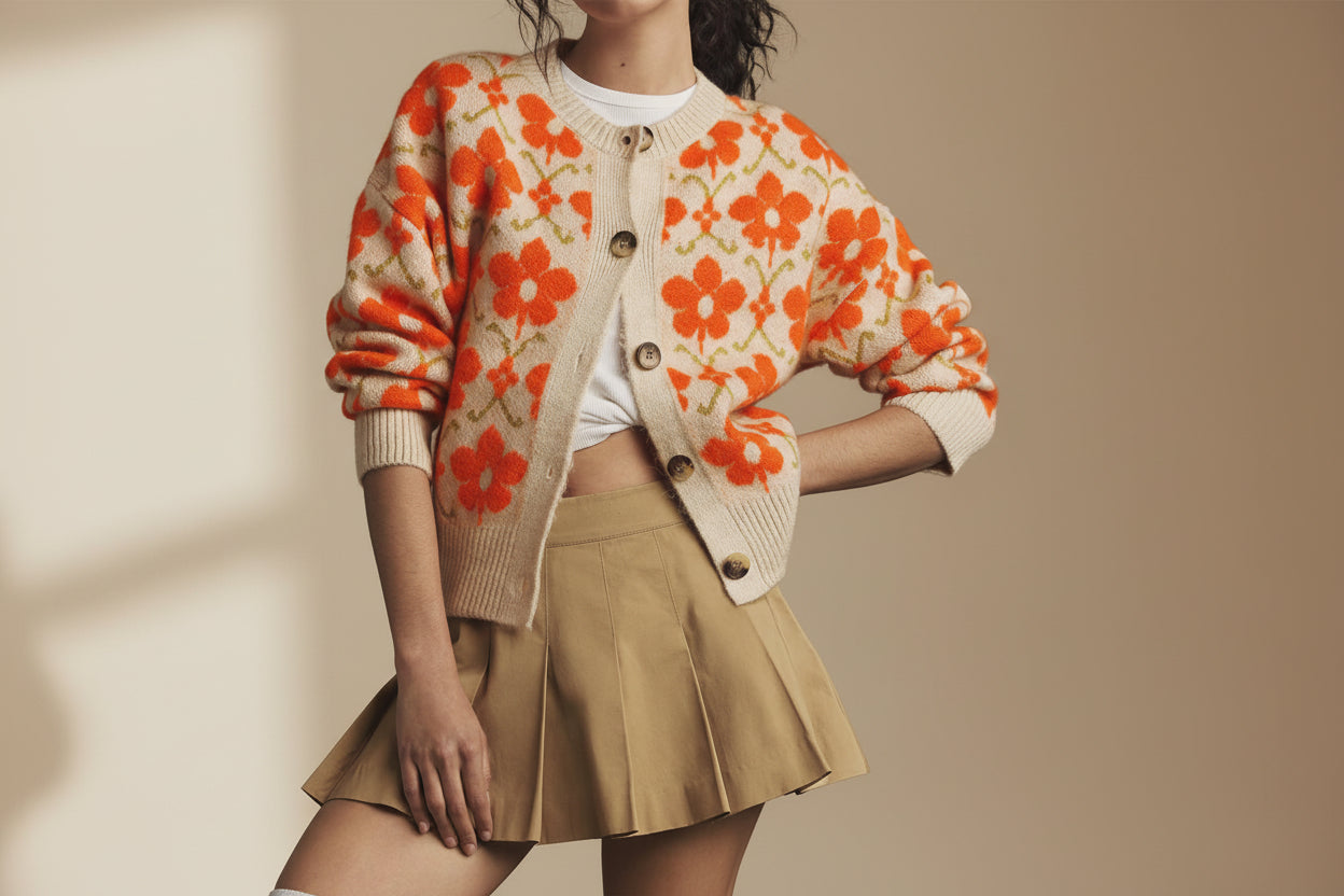 Floral Jacquard Knit Cardigan — View 6
