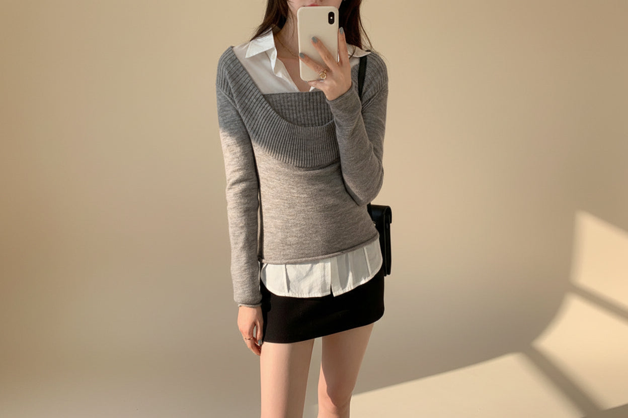 Ribbed Knit Slim Fit Top — Detail View 3