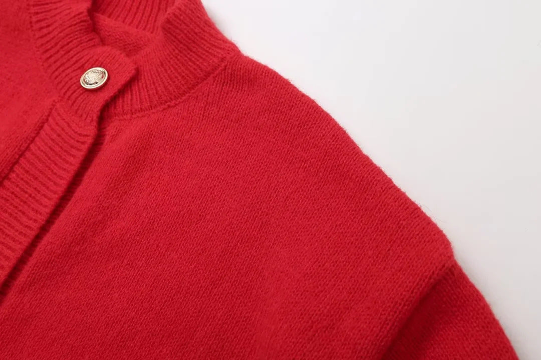 feather-trim knit cardigan