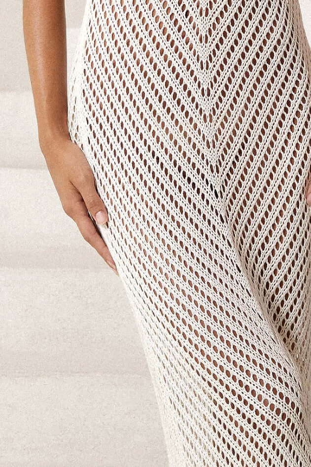 Fleur Halter Openwork Knit Cover-Up