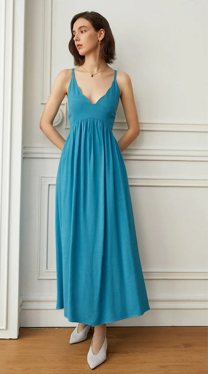 ELNOVÉ Béatrice V-Neck Ruched Sling Dress