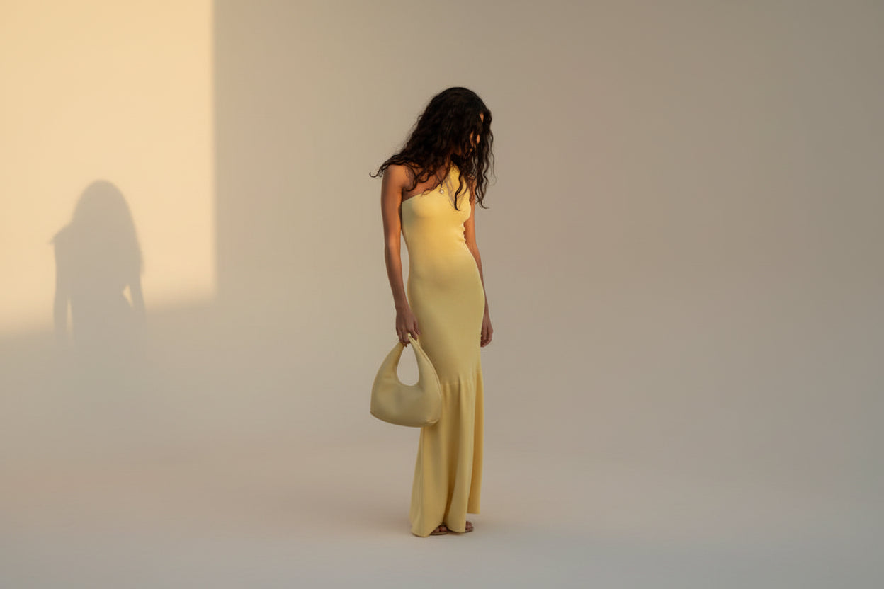 Asymmetric Sleeveless Knit Maxi Dress — Alternate View