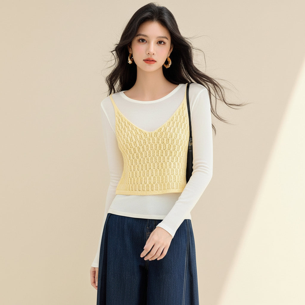 Wave Pattern Knit Camisole