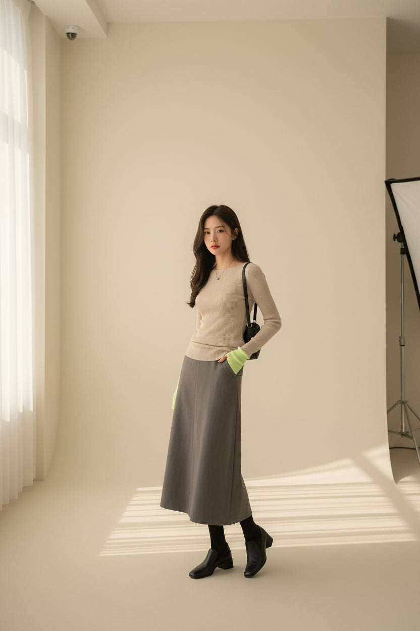 ELNOVÉ Color-Block Bodycon Knit Sweater