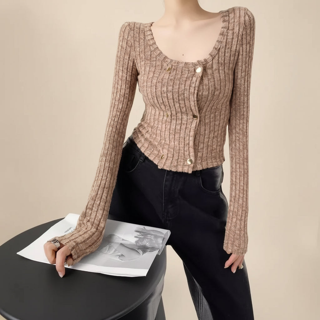 Short Knit Base Layer Sweater — Back View