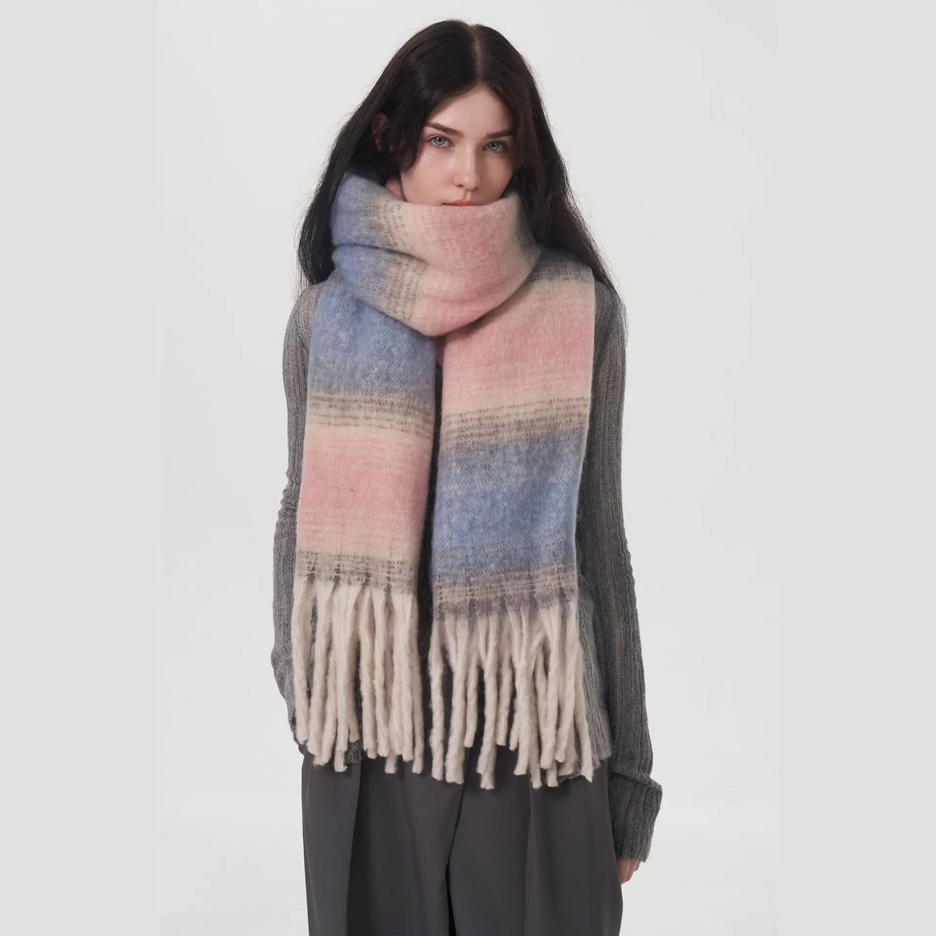 ELNOVÉ Vanessa Striped Tassel Scarf