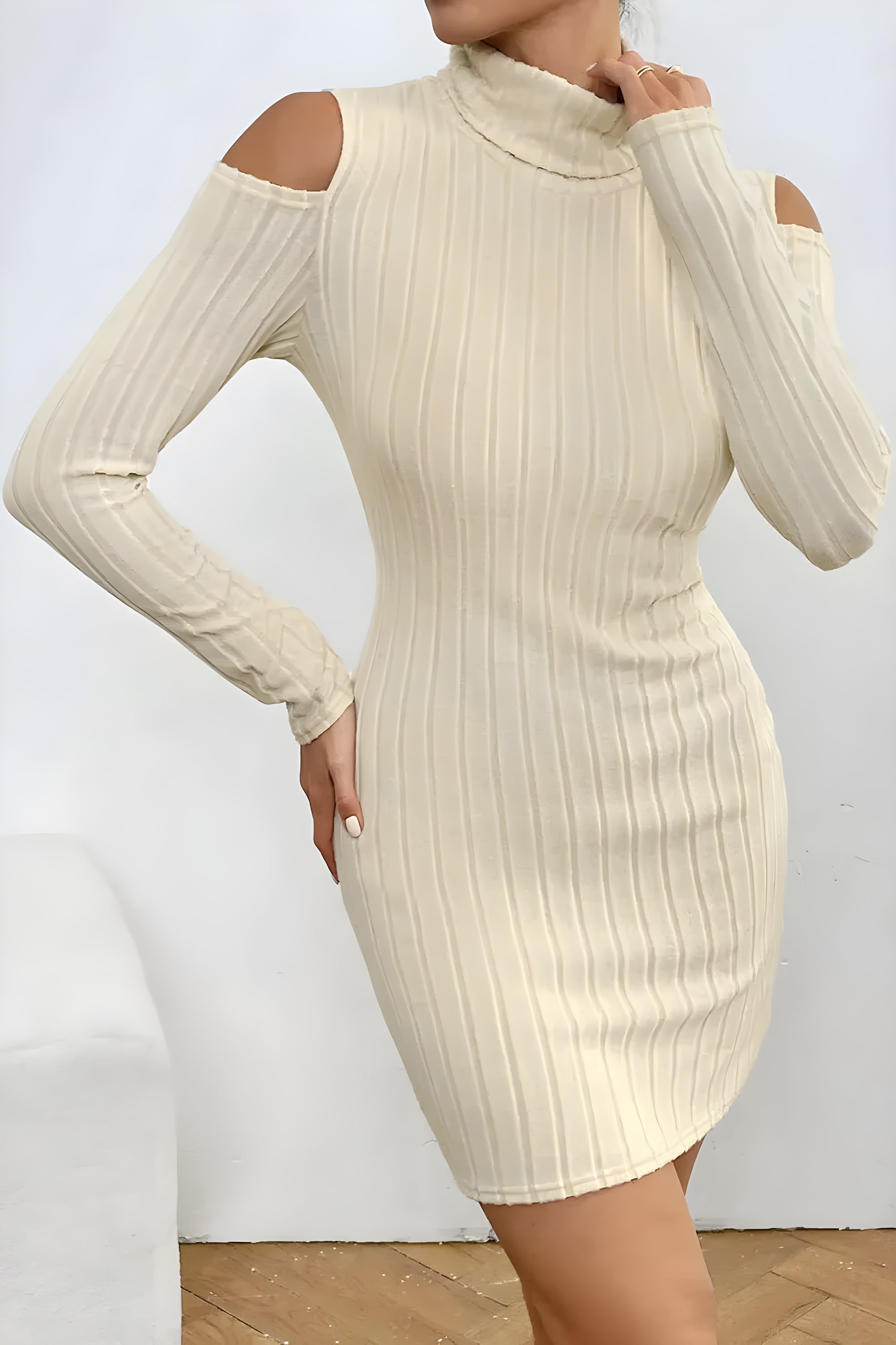 Laure Ribbed Cold-Shoulder Knit Dress